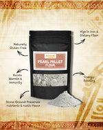 Stone-Ground Bajra Flour 1Kg bag with gluten-free, high-fiber pearl millet flour, energy-boosting and nutrient-rich for rotis and bhakri