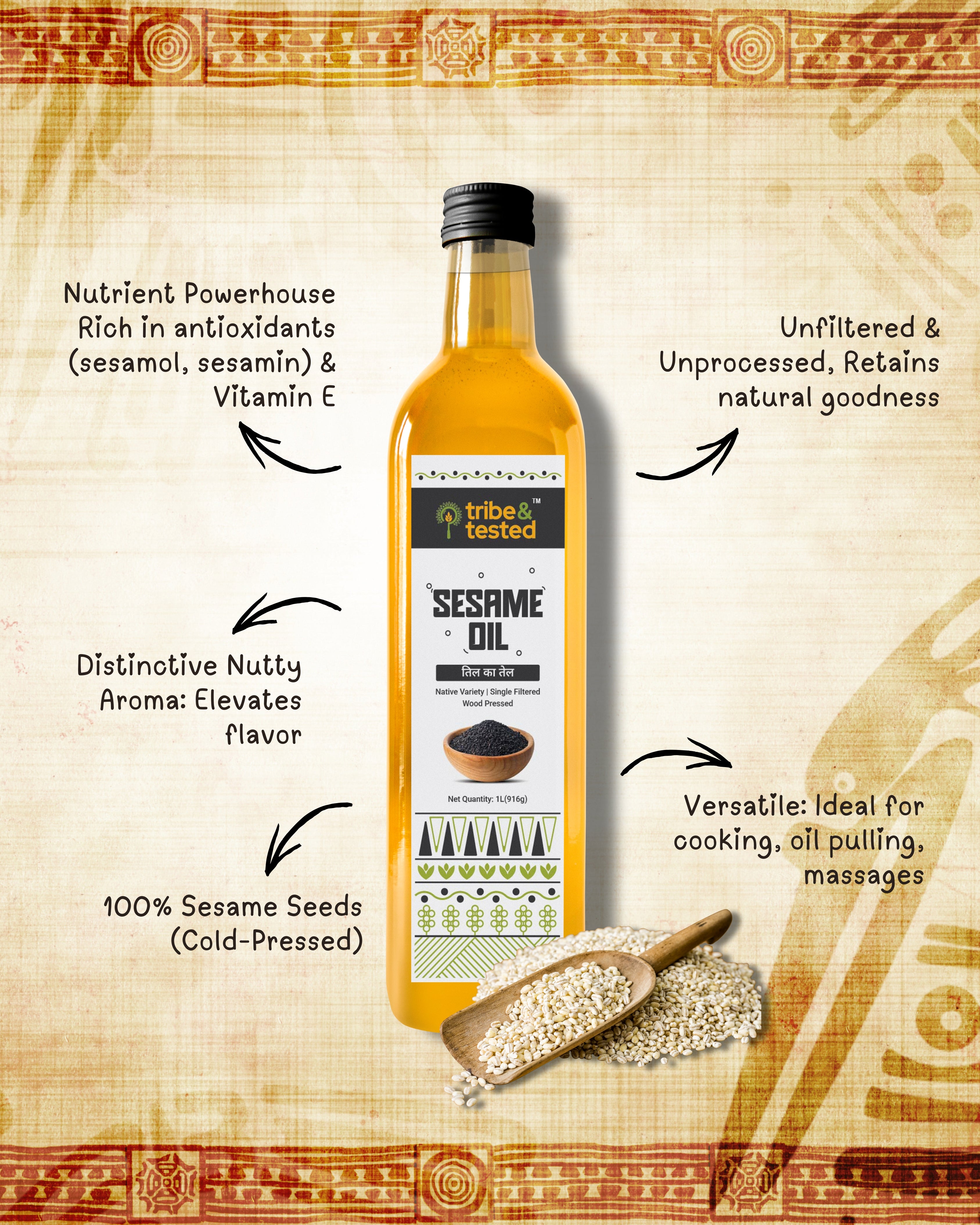 Wood-Pressed Sesame Oil – 1 Litre