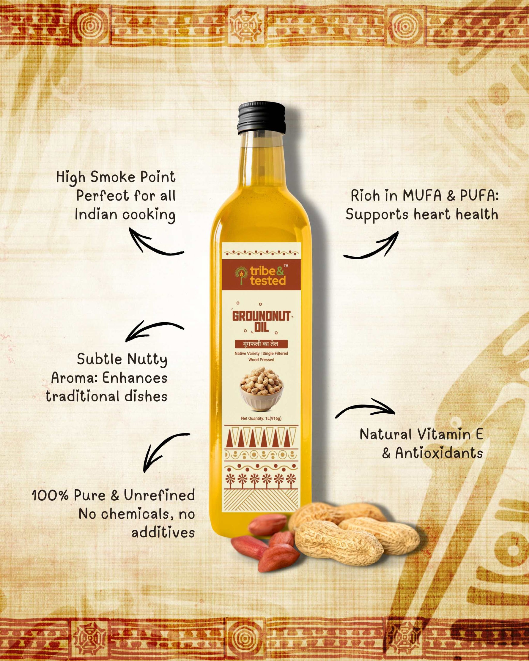 Wood-Pressed Groundnut Oil – 1 Litre
