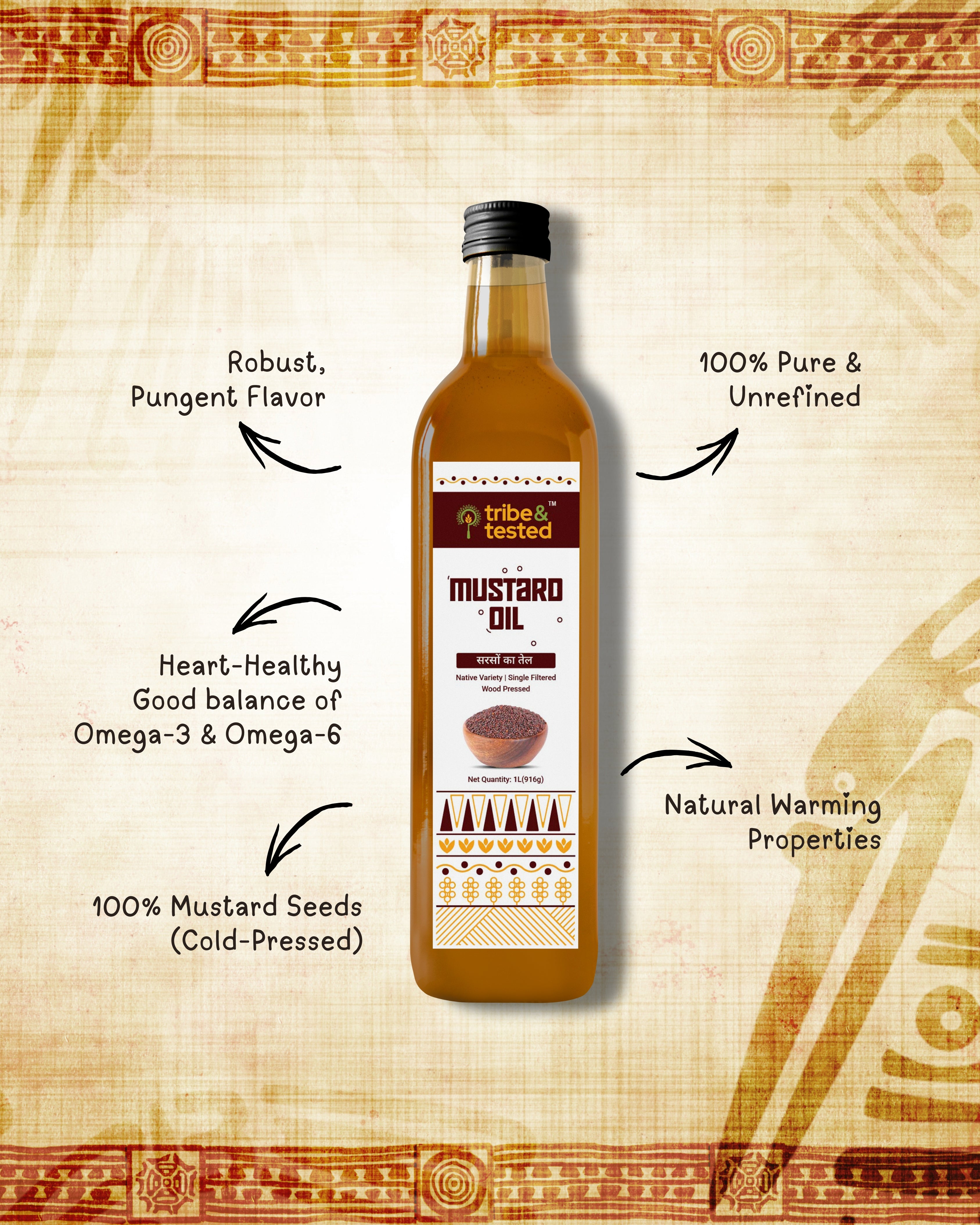 Wood-Pressed Mustard Oil – 1 Litre